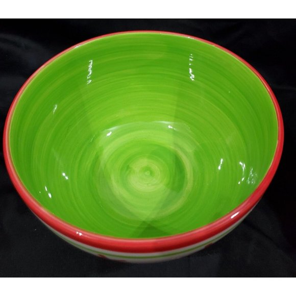 Style Happy HOLIDAY CHRISTMAS MIXING SERVING BOWL painted ceramic 7-7/8"dia - Picture 2 of 5